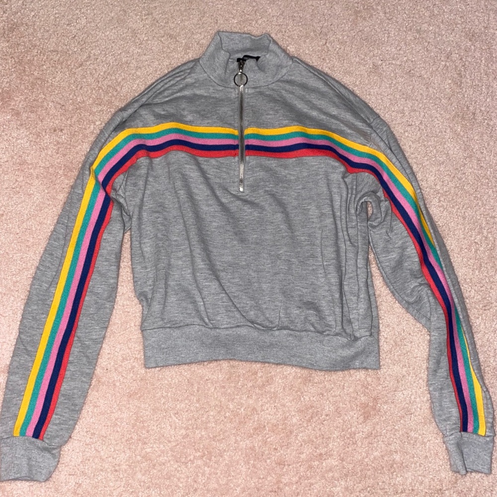 Cropped 80’s style quarter zip sweatshirt